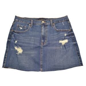 Aeropostale Distressed Denim High Rise Mini Skirt Frayed Hem Women's‎ Size 16